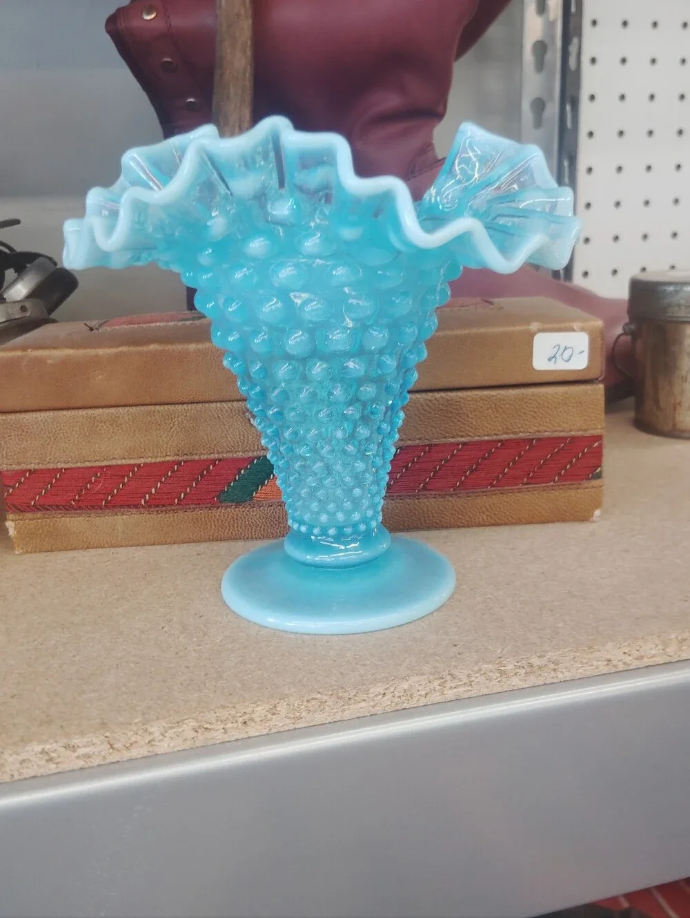 Blue Hobnail Glass Compote Vase - Decorative Home Accent
